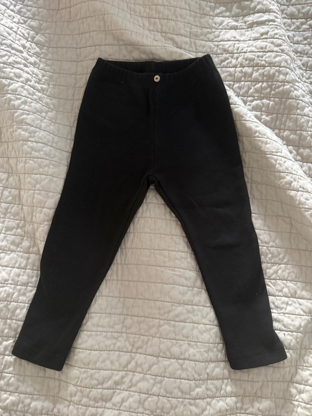 Zara Kids Black Ribbed Cotton-Look Leggings